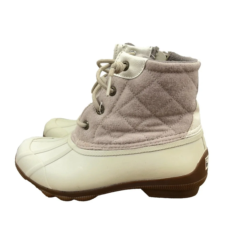 Sperry Duck Boots Women Size 5 Top Sider Syren Gulf Wool Quilt Oatmeal  STS82538